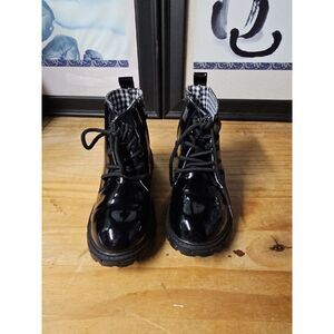 kkdom Kids Waterproof‎ Lace Up Side Zipper Ankle Combat Boots Sz 2 little kid